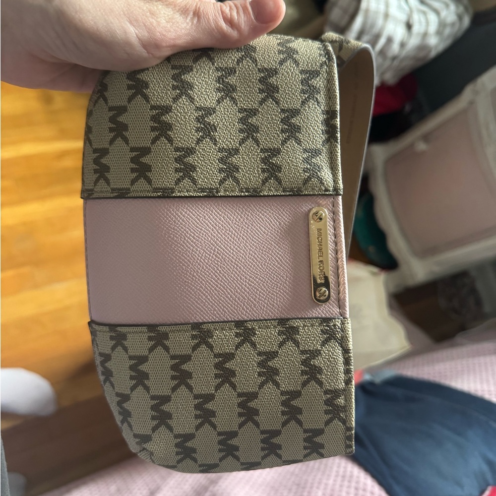 Michael Kors Signature Pink and Tan Clutch